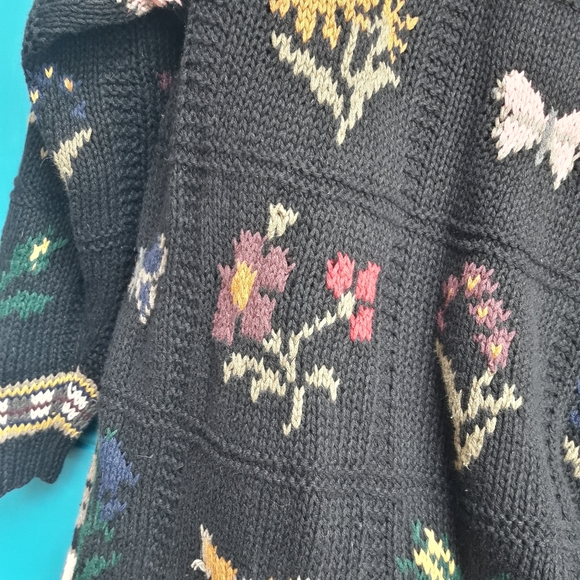 Vintage Sweater Oversized Quilt Blanket Patchwork Pattern Butterfly Retro 80s - Picture 6 of 13